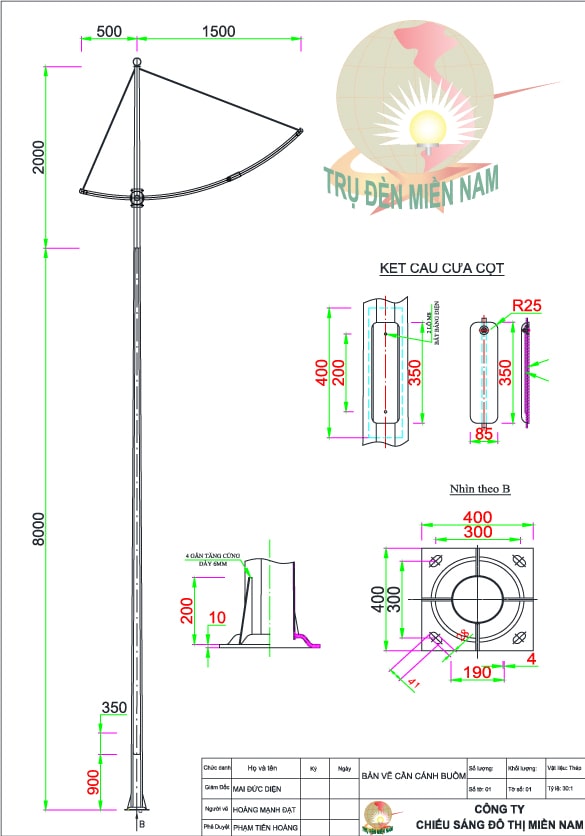 bản vẽ cột đèn chiếu sáng