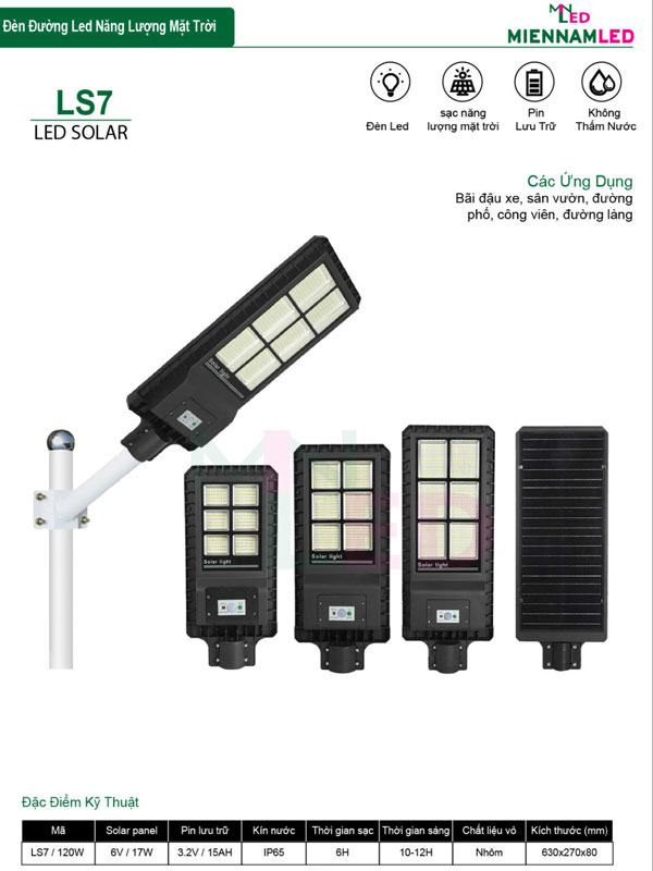 đèn năng lượng mặt trời liền thể 120w