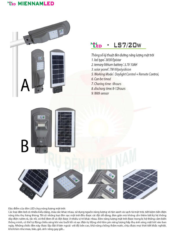 đèn năng lượng mặt trời liền thể
