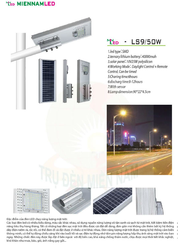 đèn năng lượng mặt trời liền thể